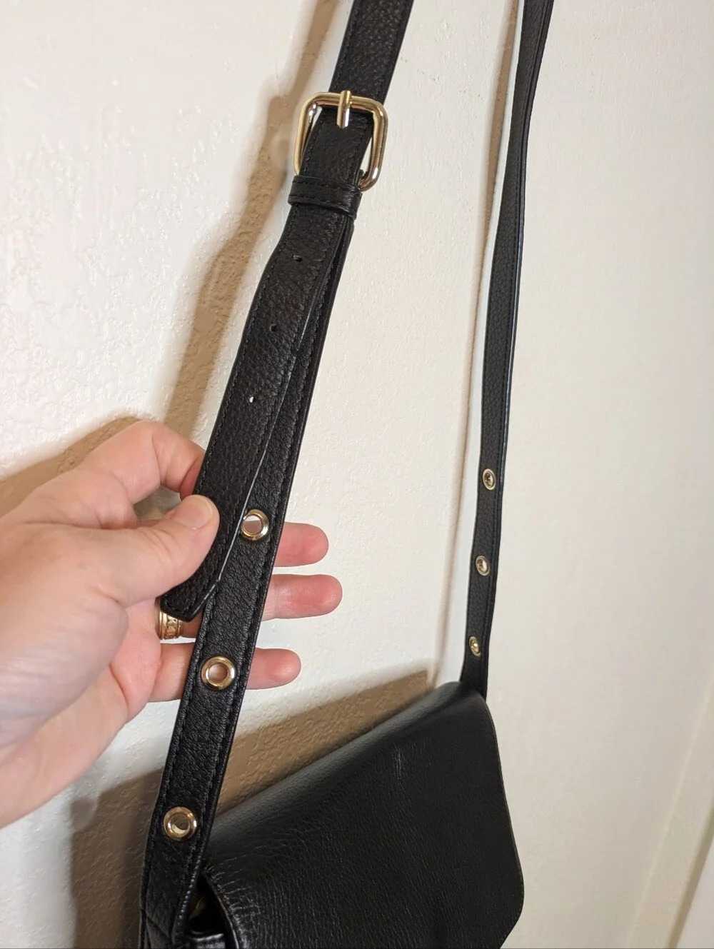 Talbots Black Genuine Leather Snap Flap Crossbody Bag • Excellent